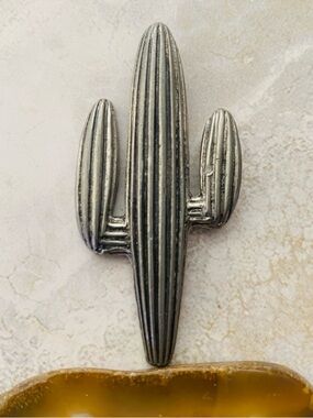 J.Ritter Pewter Saguaro Cactus Vintage Pin Brooch Southwestern Design